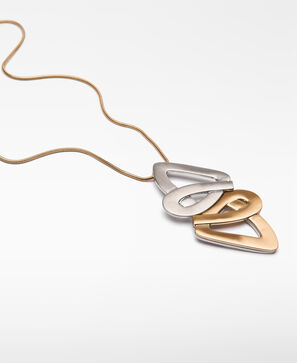 Two-tone metal piece necklace woman