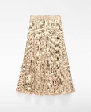 Cupro openwork knit A-line skirt
