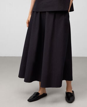 Pantalón cropped tejido rayas mujer