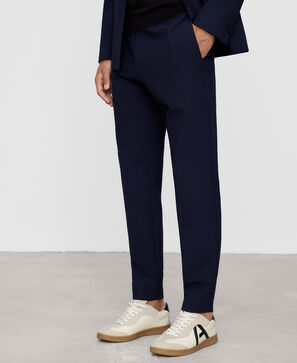 Slim fit seersucker trousers
