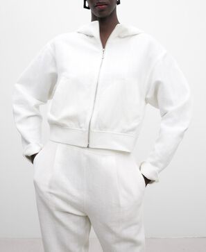 Sudadera capucha en lino y algodón
