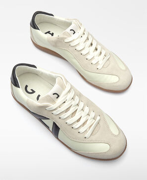 Zapatilla piel y ante maxi logo mujer