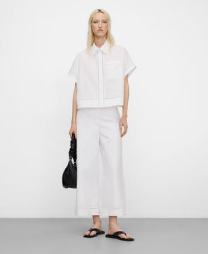 Cotton shirt with lace trim