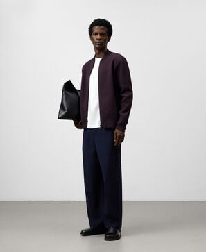 Bomber neck knit cardigan man