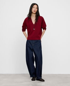 V-neck knit sweater
