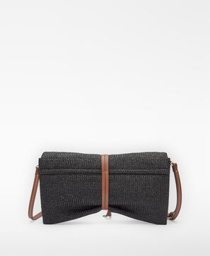 ラフィア メタルパーツ付きクラッチバッグ