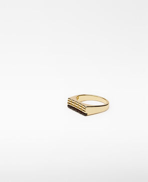 Gold-plated grid ring woman