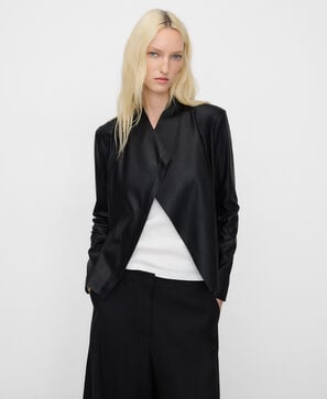 Leather-Non-Leather fitted jacket