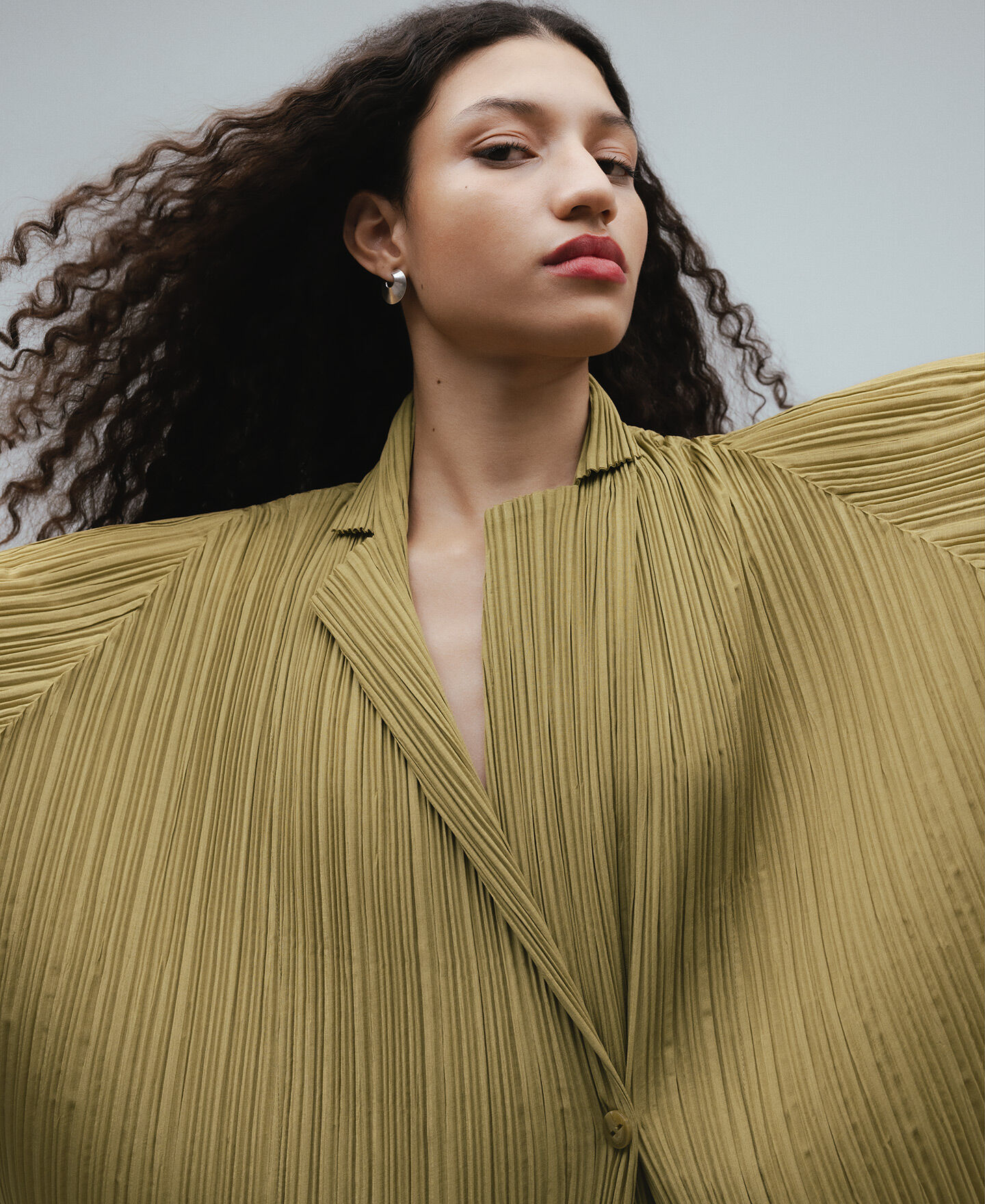 大学 割引 Green crinkle long blazer woman | AD USA ジャケット・アウター