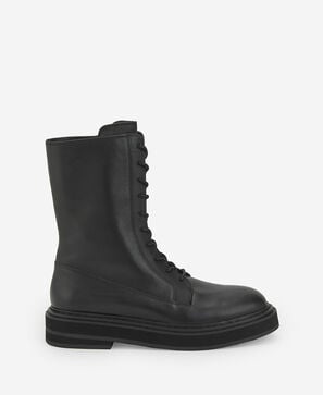 Botines tipo militar de piel para mujer