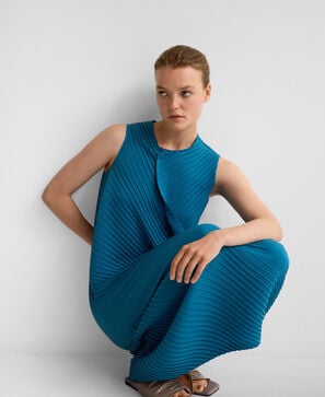 Vestido crinkle pliegue mujer