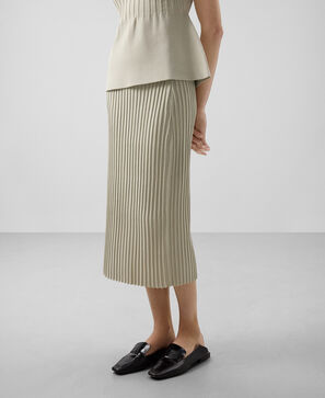 Ribbed straight skirt woman