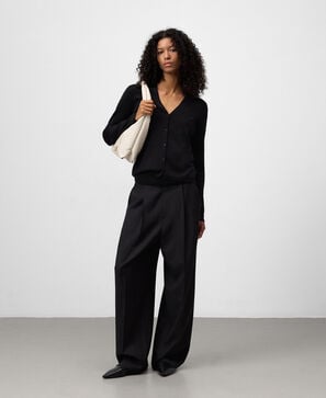 Metallic knit fitted cardigan woman