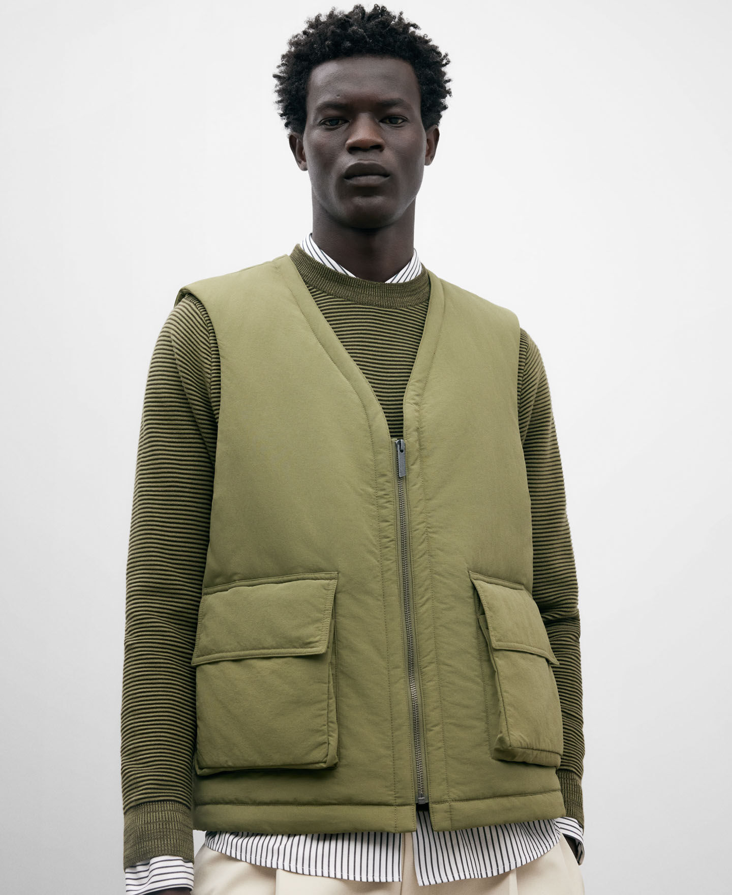 Padded khaki waistcoat AD UK