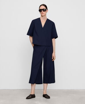 Culotte en popeline &agrave; devant crois&eacute;