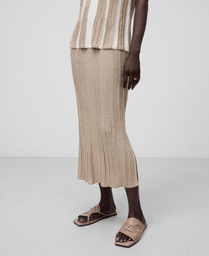 Linen blend structured knit skirt woman