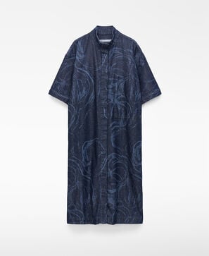 Vestido camisero denim estampado