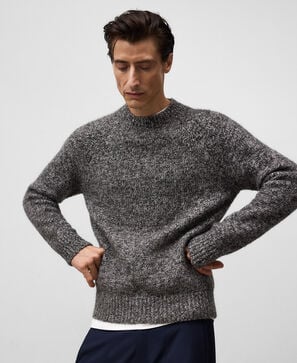 Camisola de malha melange com gola redonda para homem