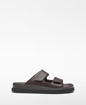 Sandales en cuir à fermeture velcro homme