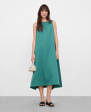 A-line satin dress with back cape