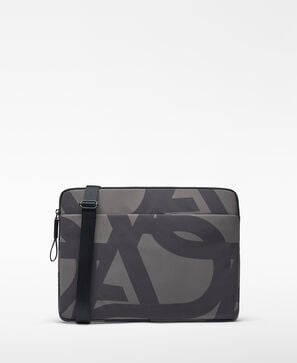 Nylon laptop sleeve with maxi logo woman