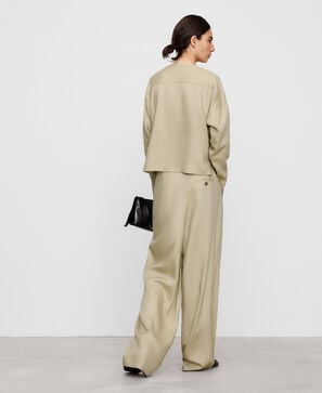 Cross-front draped neckline shirt