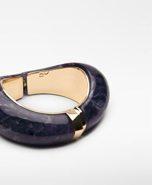 Resin and metal rigid bracelet woman