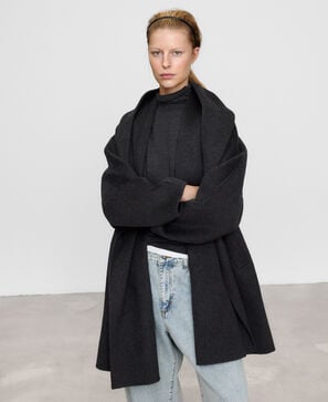 Wrap collar double-faced coat