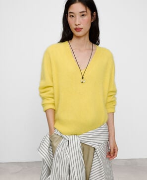 Brushed knit merino wool sweater