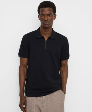 Cotton slim fit zip polo shirt
