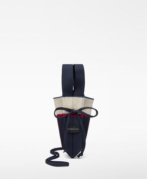 Printed knit pleated phone holder woman
