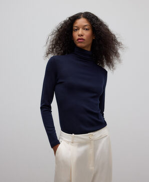 High neck merino wool T-shirt woman