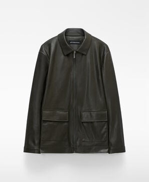 Leather-Non-Leather regular fit jacket