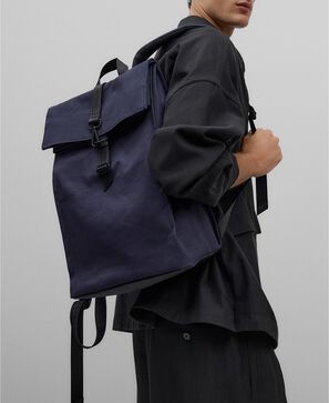 Rectangular navy blue backpack man