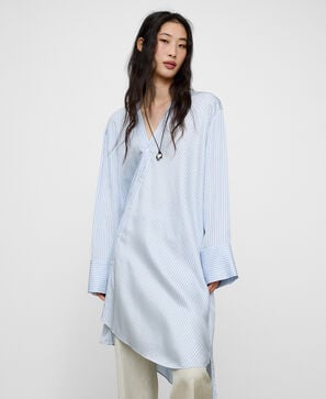 Striped asymmetric shirt dress