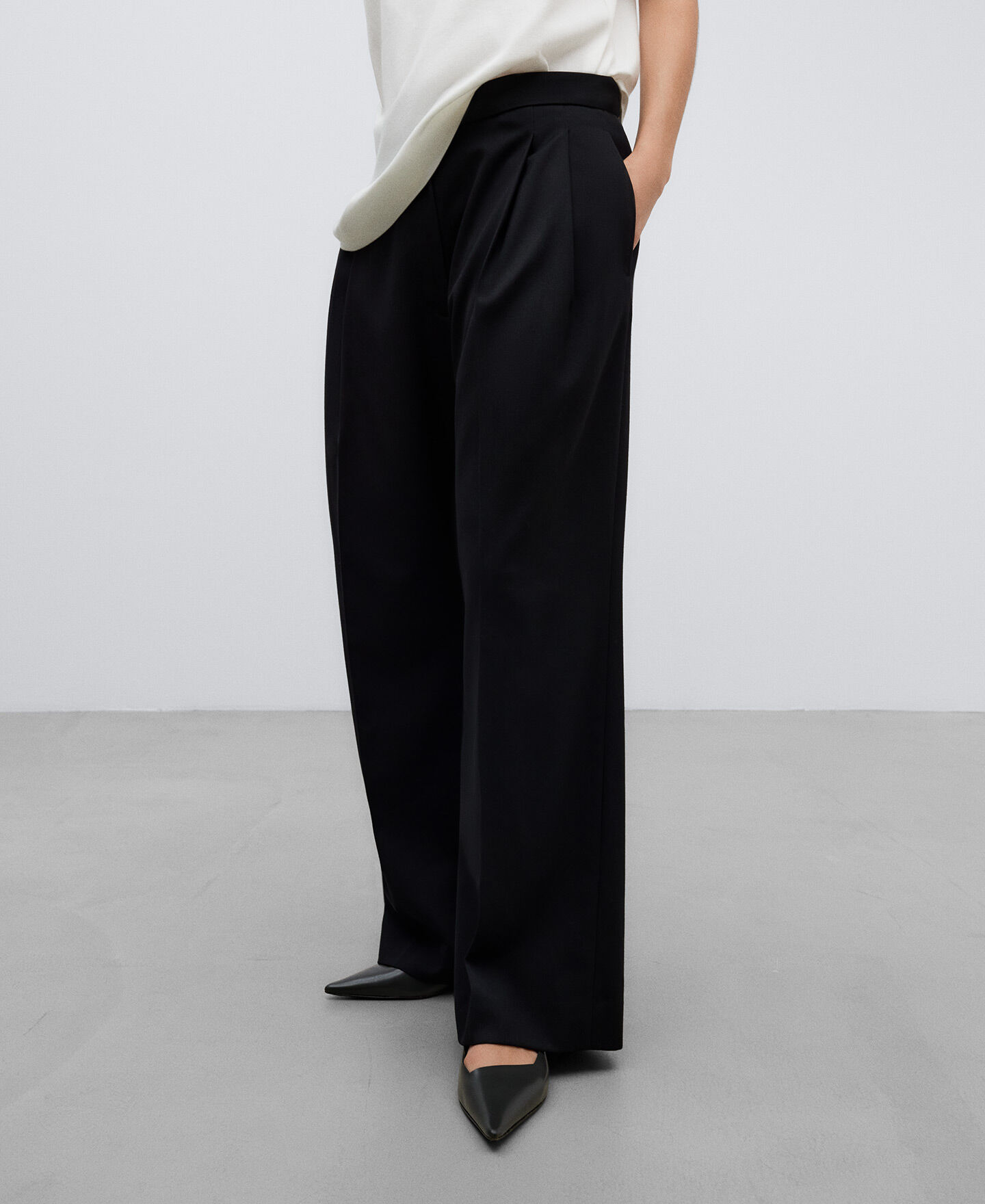 Pantalon pinzas negro mujer shop