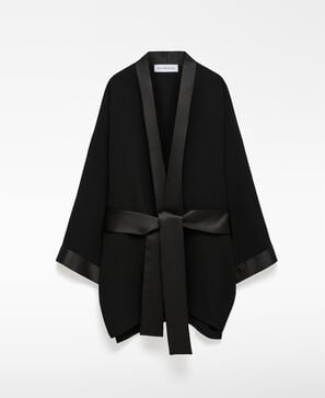 Double fabric kimono with belt woman
