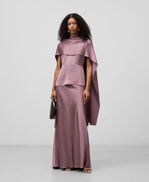 Satin long skirt woman