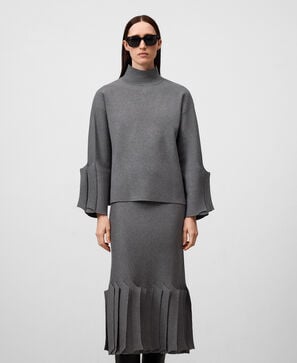 Jersey punto manga plisada mujer
