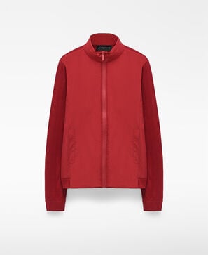 Nylon and knit band collar jacket
