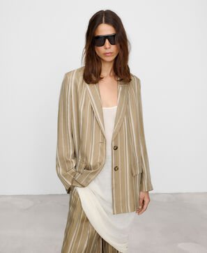 Striped straight blazer