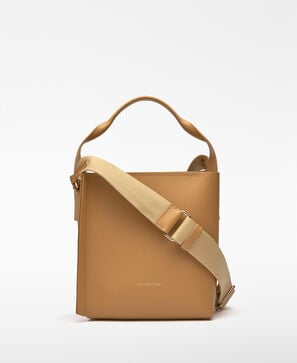 Mica leather asymmetric bucket bag