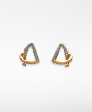 Two-tone metallic earrings woman