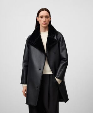 Non-Leather cross-over coat woman