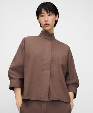 Camisa cuello chimenea algod&oacute;n org&aacute;nico