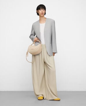 Raffia texture Dorna mini bowling bag