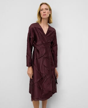 Vestido combinado efecto arrugado mujer