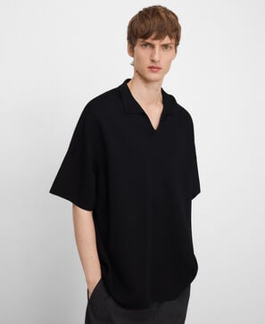 Crepe V-neck polo shirt man