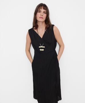 Winkled-effect wrap dress