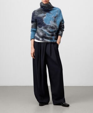 Jacquard knit asymmetric sweater